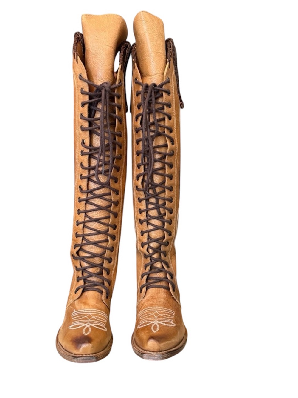 Freebird Wilder - Tall Tan Leather Lace-Up Western Boots, Never Worn, Size 7. - Picture 2 of 7